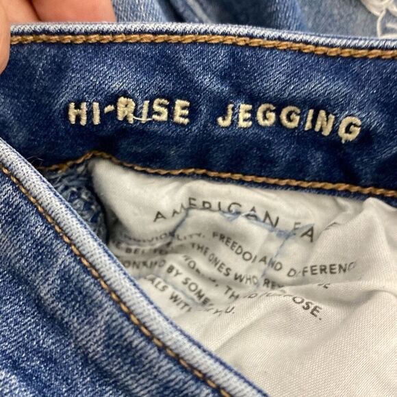 American Eagle Outfitters Women's Blue Distressed Hi-Rise Jegging Jeans Size 4 - Picture 11 of 11
